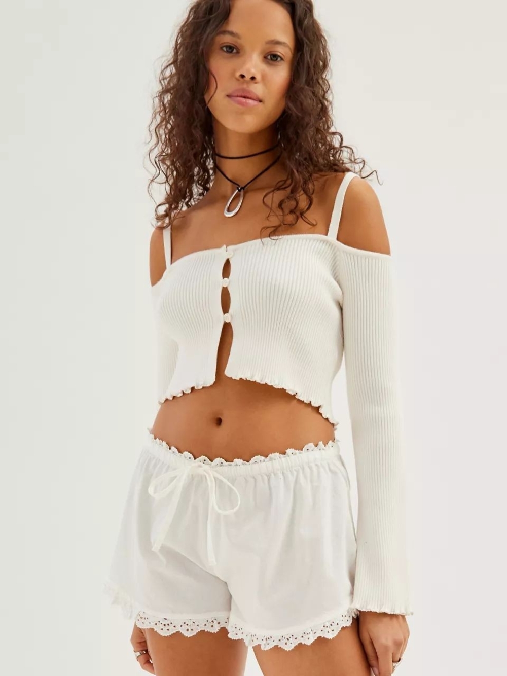 Urban Outfitters White Lace Trim Bloomer Shorts